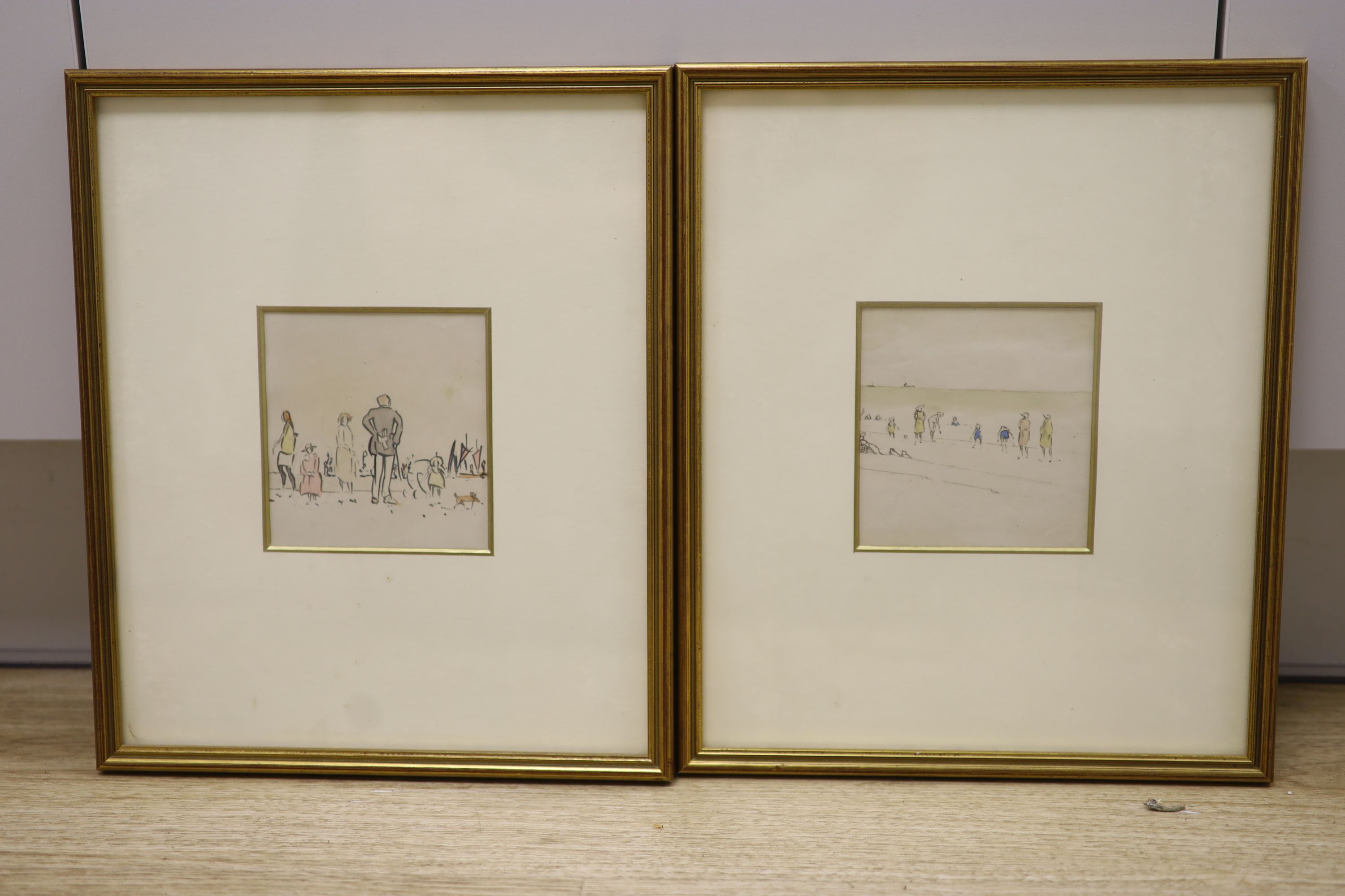 Cecil Howard Lay (1885-1956), two watercolour drawings, Yarmouth Beach, Fry Gallery label verso, 11 x 10cm